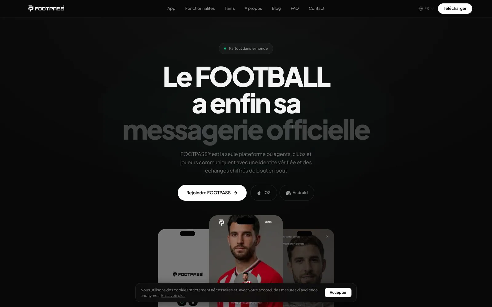 La page d'accueil du site Footpass, conçu par DMA Digital
